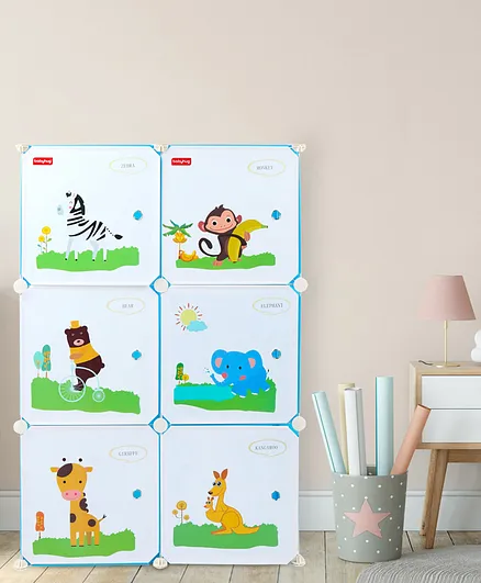 Babyhug 6 Cabinets Detachable Storage Unit Cartoon Print - Blue