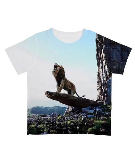 Disney By Crossroads Lion Print Half Sleeves T-Shirt - White