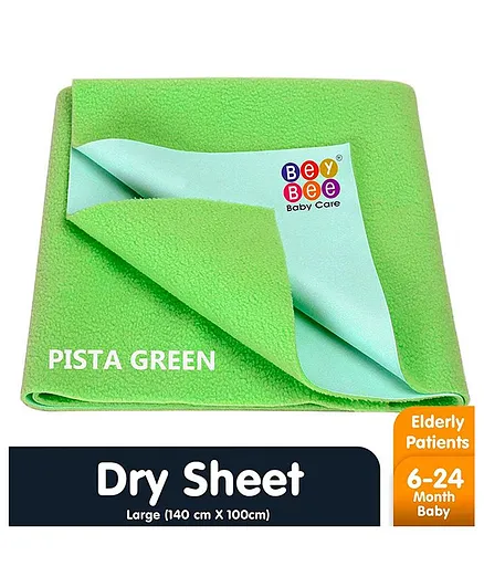 BeyBee Just Dry Baby Care Waterproof Bed Protector Sheet,  Large -Light Green
