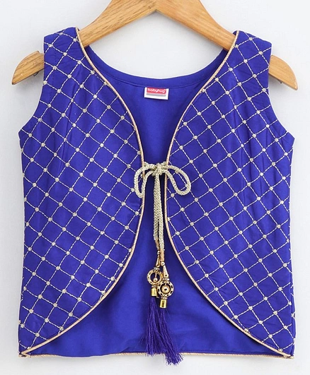 Babyhug Sleeveless Ethnic Jacket Sequin Detailing - Royal Blue