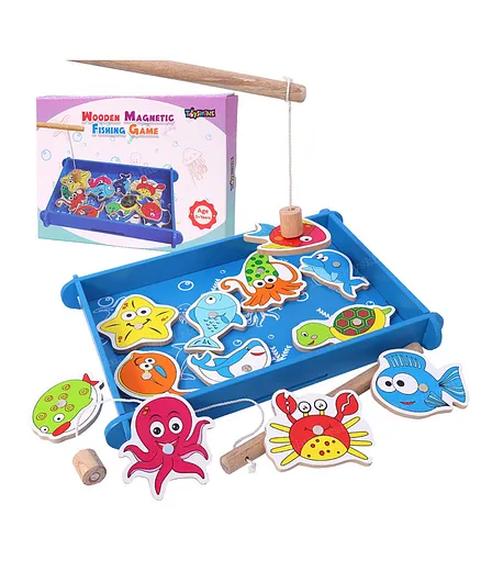 Toyshine Wooden Magnetic Fishing Game Toy - 12 Pieces
