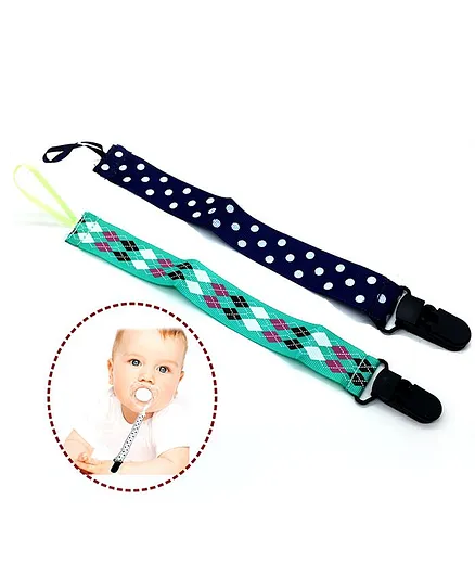 Syga Baby Teether Holder Belt Pack Of 2 - Blue & Green