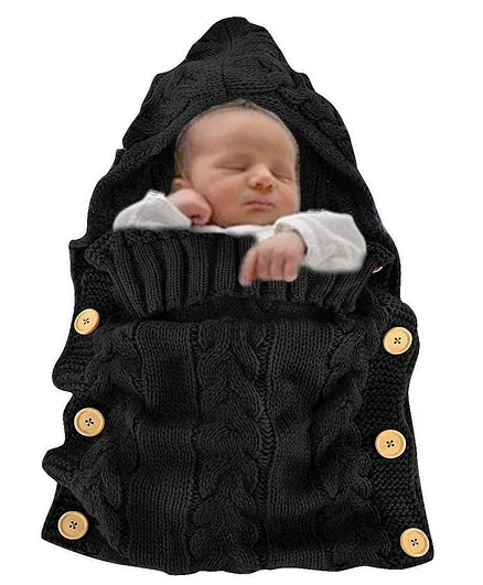 Babymoon Organic Knitted New Born Baby Sleeping Bag - Black