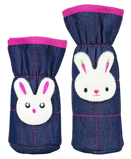 1st Step Bottle Covers Bunny Applique Blue Fuchsia Pack of 2 - Fits Upto 250 ml & 125 ml Each