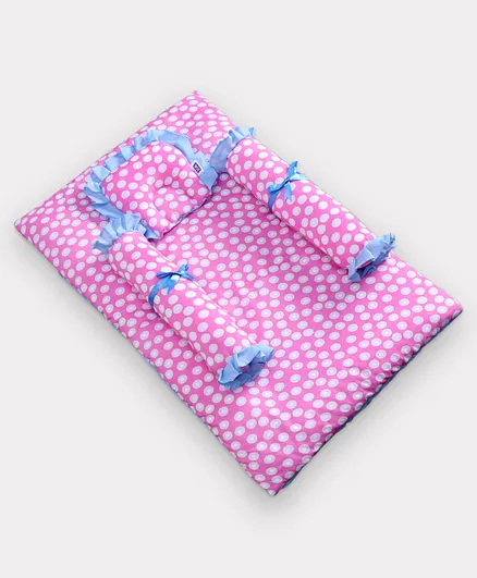 Zoe Cotton Blend 3 Piece Polka Dot Baby Bedding Set - Pink 