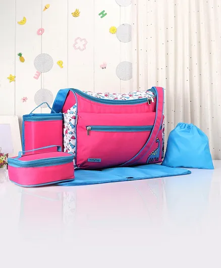 Babyhug Winsome Diaper Bag Dragon Print - Pink
