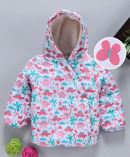 Babyhug Full Sleeves Hooded Jacket Butterfly Print - Multicolor