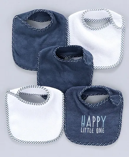 Terry Bibs Pack of 5 - Navy White