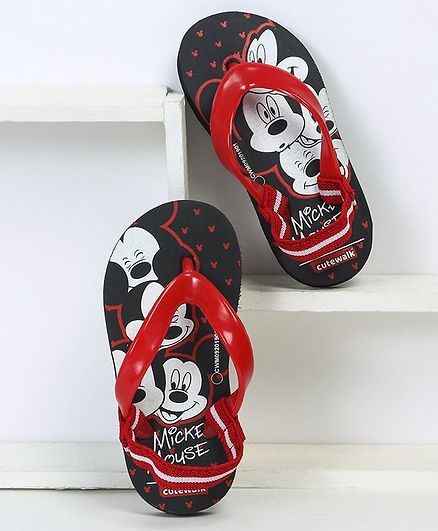 Disney Store Mickey Mouse Red Plush Baby Shoes Slippers Size 6 12 18 24 Months