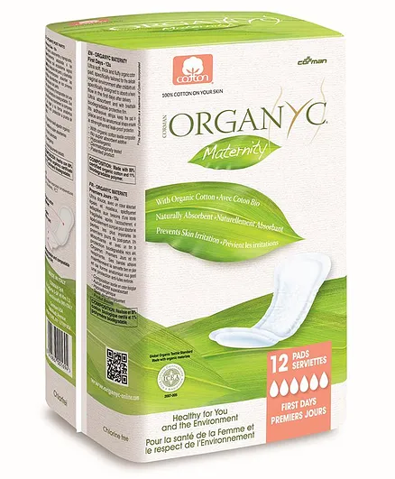 Organ(y)c 100% Cotton Maternity First Days Pads - 12 Pieces