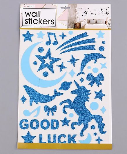 Glittered Wall Stickers Good Luck Print Blue 49 Pieces Online In India Buy At Best Price From Firstcry Com 3085199