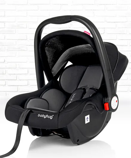 Babyhug Amber Car Seat Cum Carry Cot With Rocking Base with 1 Year Warranty - Black Grey