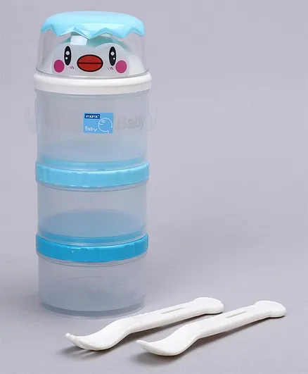 Papa Milk Powder Container With Spoon & Fork - Blue
