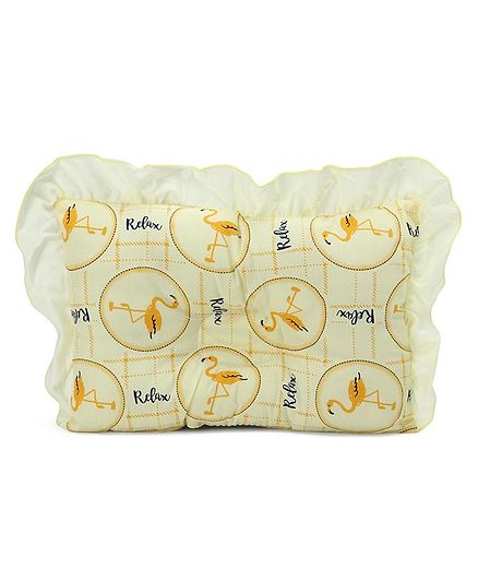 Rectangle Shaped Printed Pillow With Frill White Online In India