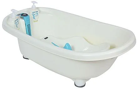 Multifunction Bath Tub with Temperature Sensing Meter - White & Blue