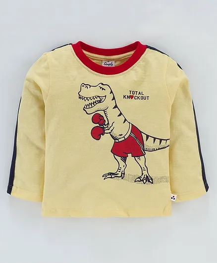Simply Full Sleeves T-Shirt Dinosaur Print - Yellow