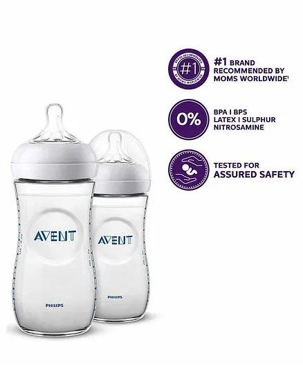 Avent Natural Feeding Baby Bottle Pack of 2 - 330 ml