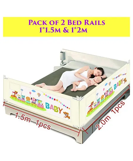Syga Pack Of 2 Baby Bed Rail 2.0 m x 1 Piece & 1.5 m x 1 Piece - Cream