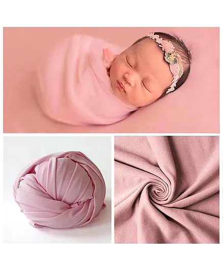 Babymoon Jersey Stretchble Swaddle Wrap New Born Baby Photography Shoot Props Costume - Pink