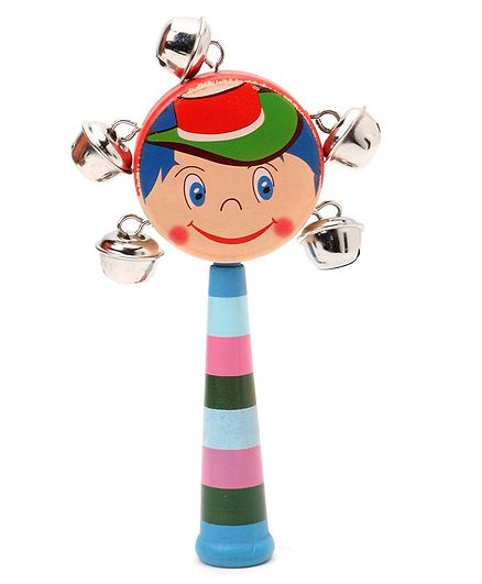 wooden rattle with bells