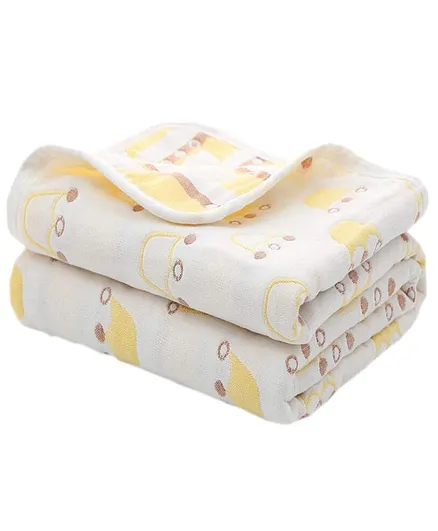 Syga Pure Soft Cotton Blanket Crown Print - Yellow(Color and design slightly may vary)