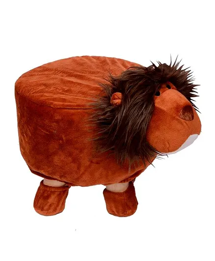 Vibgyor Vibes Wooden Stool With Lion Shape Cover - Brown