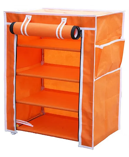 Fabura Multipurpose Rack With 4 Compartments And Cover - Orange