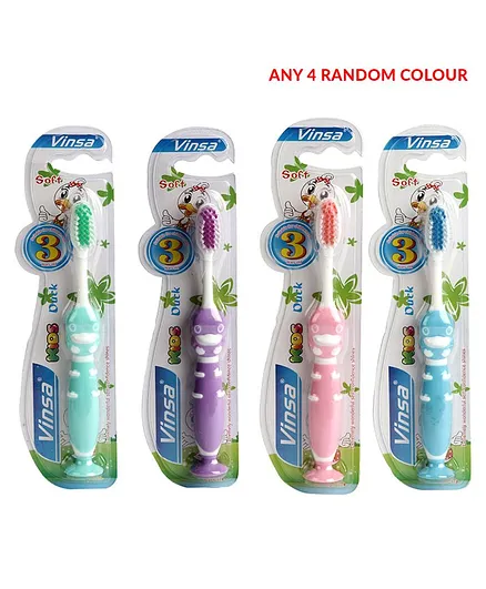 Passion Petals Duck Shape Toothbrush Pack of 4 (Colour May Vary)