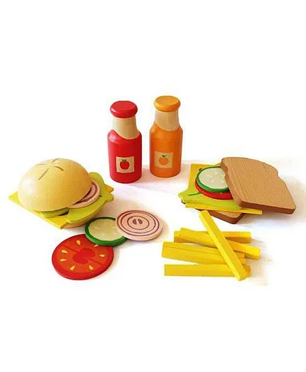 Shumee Wooden Sandwich and Burger Set Multicolour - 16 Pieces