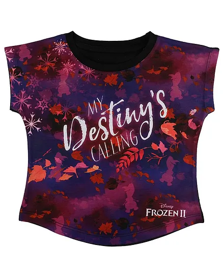 Disney By Crossroads Frozen My Destiny is Calling Quote Print Short Sleeves Top - Multicolour