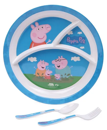 Peppa Pig Print Kids Feeding Set of 3 - Blue