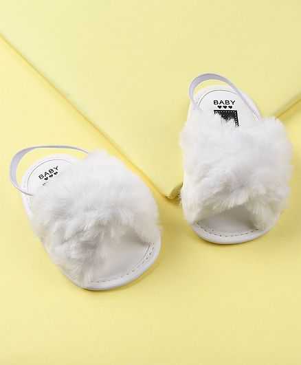 white fur booties