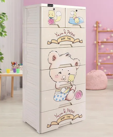 Babyhug 7 Compartment Storage Cabinet Teddy Print - Cream