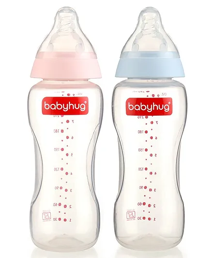 Babyhug Standard Neck Polypopylene Sterilizable Feeding Bottle Pack of 2 - 270 ml Each
