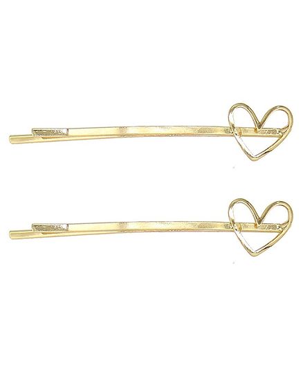 Tmw Kids Decorative Heart Motif Sleek Metal Hair Clips Copper For