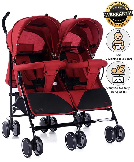 Babyhug Deuce Twin Stroller - Red