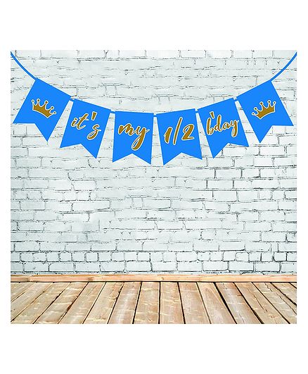 Funcart Its My 1 2 Birthday Banner Crown Design Blue Online In