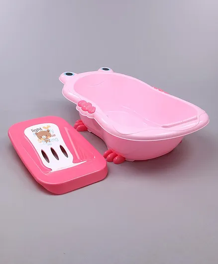 Babyhug Large Size Bath Tub With Bath Tray Animal Print - Pink