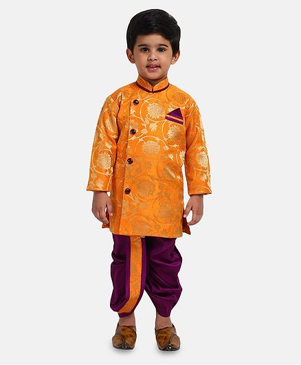 Age 4 To 5 Size Boys Kurtha Indian Sherwani Kurta Dhotti Mustard Cream White