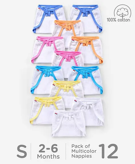 Babyhug Muslin Cloth Nappy Set of 12 Small - Multicolor