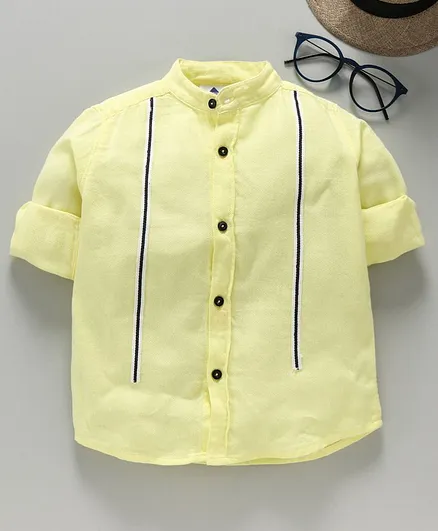 TONYBOY Full Sleeves Front Taped Shirt - Light Yellow