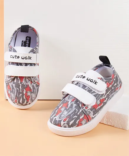 Cute Walk by Babyhug Printed Casual Shoes - Grey