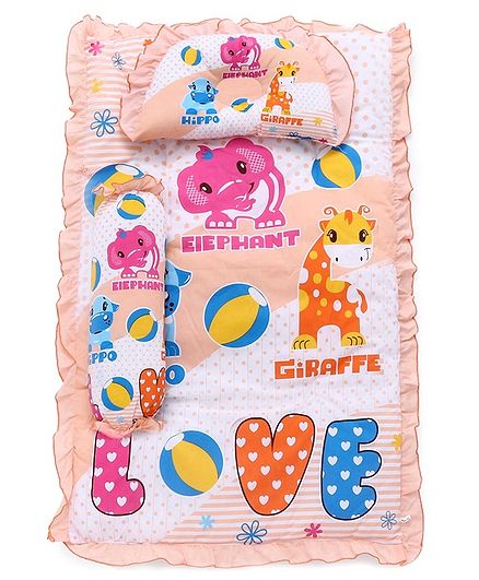 3 Piece Baby Bedding Set Animal Print Peach Online In India Buy