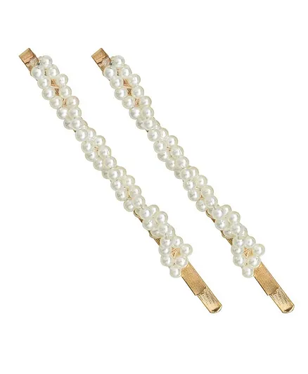 Funkrafts Set Of Two Pearl Detailed Hair Pins - Off White