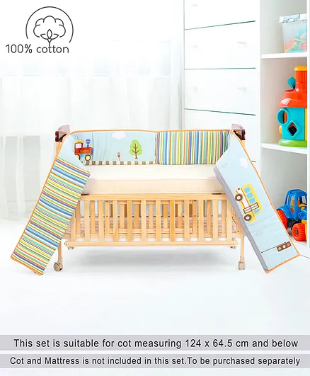 Babyhug Premium Cotton Crib Bumper Regular -Transport Theme (Cot not Included)