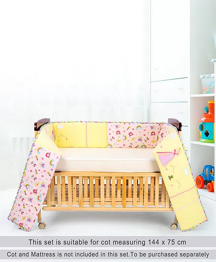 Babyhug Premium Cotton Crib Bumper Large - Princess Theme (Cot not Included)