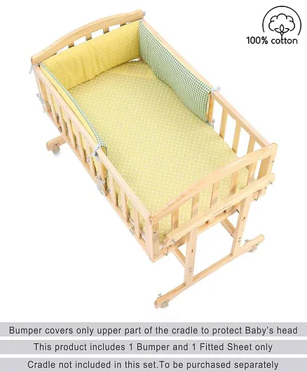 Babyhug Premium Cotton Head Support Bumper with Fitted Sheet for Cradle - Farm Theme 