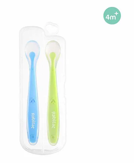 Rabitat Soft & Flexible Silicone Spoons - Green & Blue
