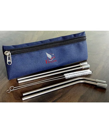 Falcon Stainless Steel Drinking Straw Set - Blue 