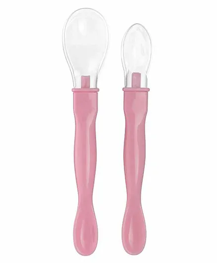 Beebaby 3 In 1 Weaning Silicone Spoon Set - Pink